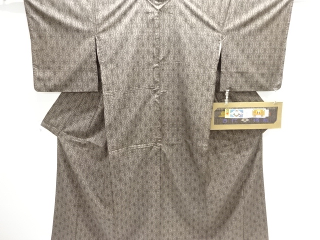 JAPANESE KIMONO / DORO OSHIMA TUSMUGI (5 maruki) / WOVEN ASANOHA PATTERN